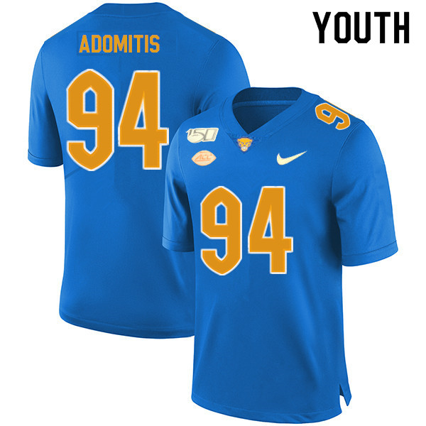 2019 Youth #94 Cal Adomitis Pitt Panthers College Football Jerseys Sale-Royal